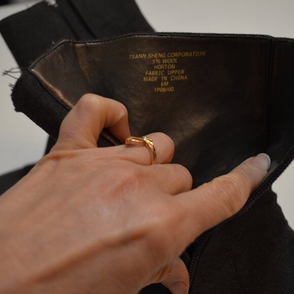 VILLAGER TsannShengCorporation Dark Gray Wool Block Heels 2.5' Zip Side Women 6M - Picture 7 of 10